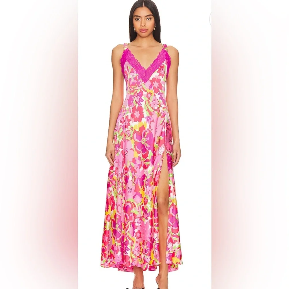 Free People All A Bloom Floral Maxi Dress NWOT Neon Pop Floral small